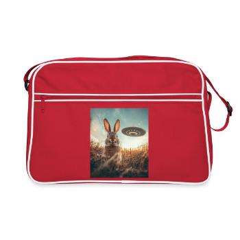 Selfie de lapin avec OVNI - Sac Retro - rouge/blanc - Devant