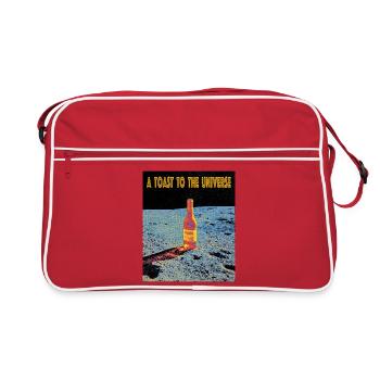 Space celebration with wine bottle - Retro Bag - red/white - Front