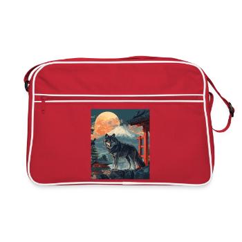 Wolf Japan Mount Fuji Yama Japan Temple Shrine - Retro Bag - red/white - Front