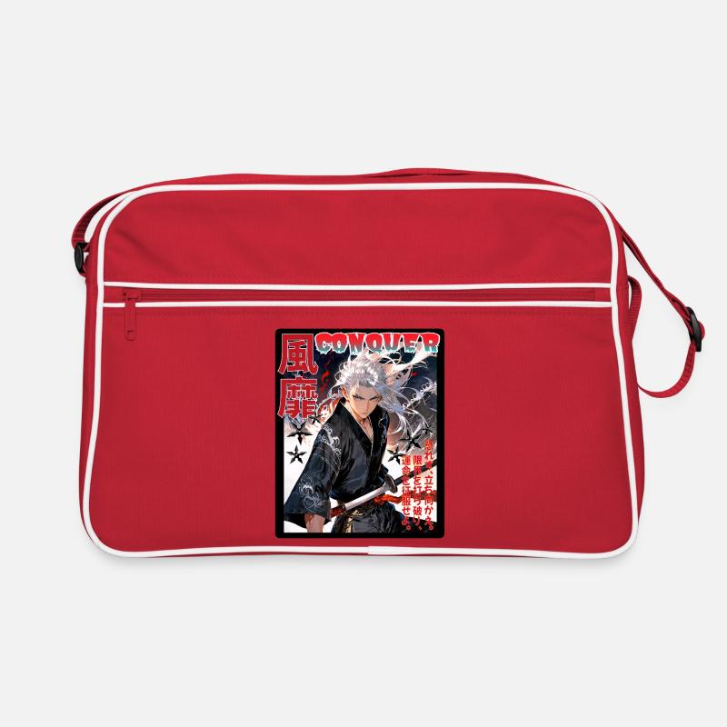 Fierce Samurai with Wind Pattern Retro Bag