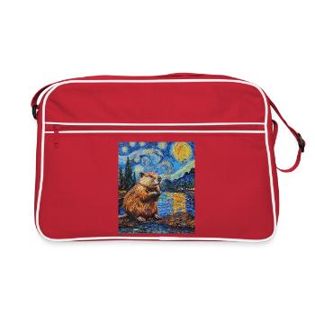 Bieber dans le style de Van Gogh, La Nuit étoilée - Sac Retro - rouge/blanc - Devant