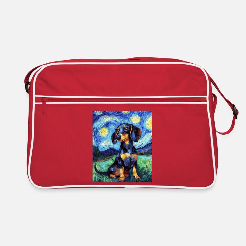 Dackel Hund Van Gogh Style Starry  Retro Tasche