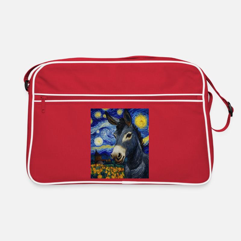 Esel Donkey Van Gogh Style Starry Night Retro Tasche