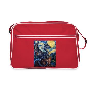 Drache Drachen Dragon Style Van Gogh Nuit étoilée - Sac Retro - rouge/blanc - Devant