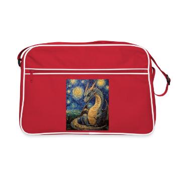 Drache Drachen Dragon Style Van Gogh Nuit étoilée - Sac Retro - rouge/blanc - Devant