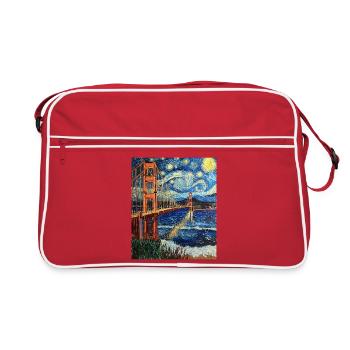 Pont du Golden Gate de San Francisco à la Van Gogh - Sac Retro - rouge/blanc - Devant