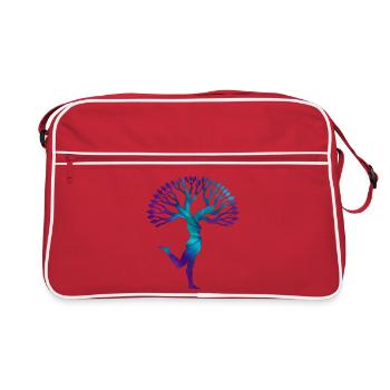 Energetischer menschlicher Baumtanz, YOGA ZEIT - Retro Tasche - Rot/Weiß - Vorne