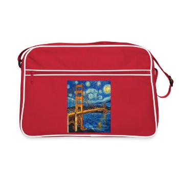 Pont du Golden Gate de San Francisco à la Van Gogh - Sac Retro - rouge/blanc - Devant