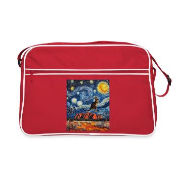 Kängeru Australien Van Gogh Style Starry Night - Retro Tasche - Rot/Weiß - Vorne