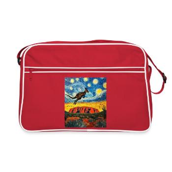 Kängeru Australien Van Gogh Style Starry Night - Retro Tasche - Rot/Weiß - Vorne