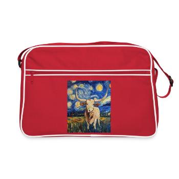Longhorn vache vaches taureau van gogh nuit étoilée - Sac Retro - rouge/blanc - Devant
