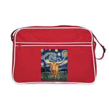 Longhorn vache vaches taureau van gogh nuit étoilée - Sac Retro - rouge/blanc - Devant