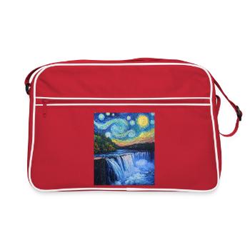 Chutes du Niagara style Van Gogh Nuit étoilée - Sac Retro - rouge/blanc - Devant