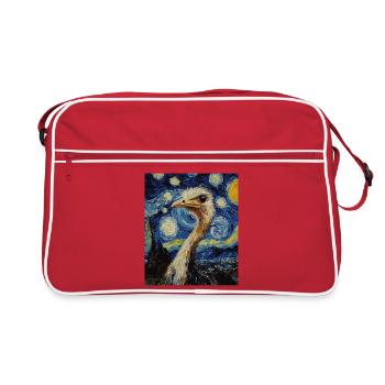 Oiseau Autruche Style Van Gogh Nuit étoilée - Sac Retro - rouge/blanc - Devant