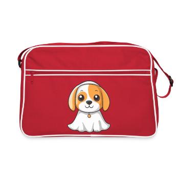 Beagle Hund Halloween Geist - Retro Tasche - Rot/Weiß - Vorne