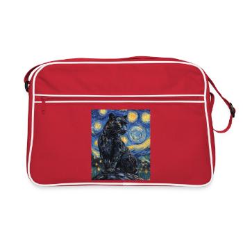 Panther Van Gogh Style Starry Night - Retro Bag - red/white - Front