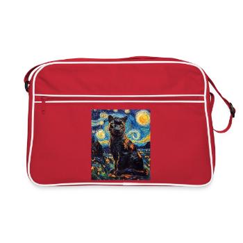 Panther Van Gogh Style Starry Night - Retro Bag - red/white - Front