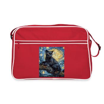 Panther Van Gogh Style Starry Night - Retro Bag - red/white - Front
