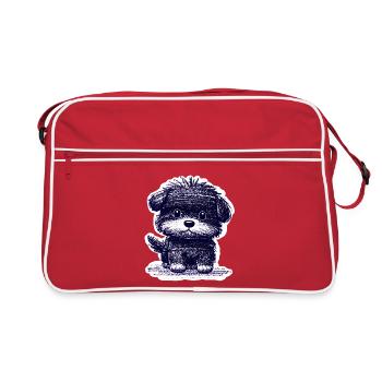 Fuzzy Puppy (Blue) - Retro Bag - red/white - Front