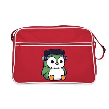 Mignon Halloween Pingouin Zombie Monstre Dessin animé - Sac Retro - rouge/blanc - Devant