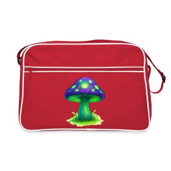 Glowing Mushroom Neon Forest - Retro Bag - red/white - Front