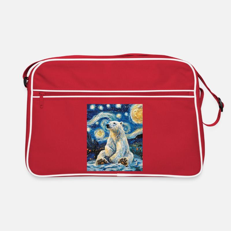 Polar Bear Bear Bears Van Gogh Style Starry Night Retro Bag