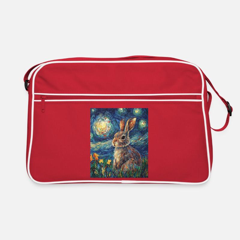 Bunny Rabbit Bunny Van Gogh Style Starry Night Retro Bag