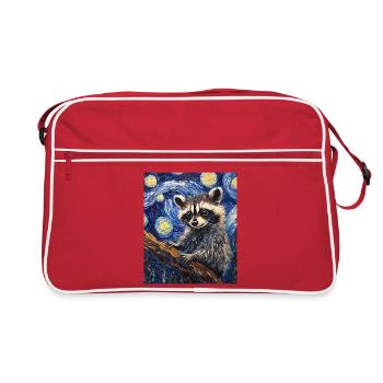 Waschbär raton laveur style Van Gogh nuit étoilée - Sac Retro - rouge/blanc - Devant