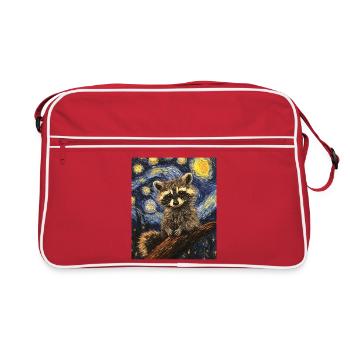 Waschbär raton laveur style Van Gogh nuit étoilée - Sac Retro - rouge/blanc - Devant