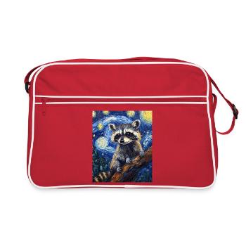 Waschbär raton laveur style Van Gogh nuit étoilée - Sac Retro - rouge/blanc - Devant