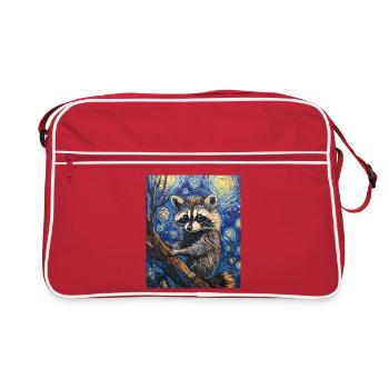 Waschbär raton laveur style Van Gogh nuit étoilée - Sac Retro - rouge/blanc - Devant