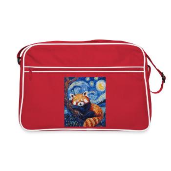 Panda roux Ours Style Van Gogh Nuit étoilée - Sac Retro - rouge/blanc - Devant