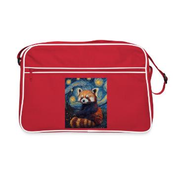 Panda roux Ours Style Van Gogh Nuit étoilée - Sac Retro - rouge/blanc - Devant