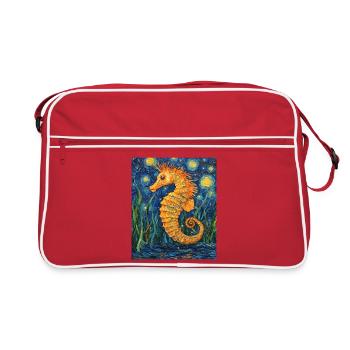 Seahorse Van Gogh Style Starry Night - Retro Bag - red/white - Front