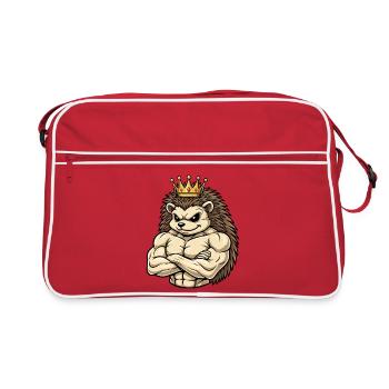 Hérisson fort Roi Dessin animé Fitness Portrait - Sac Retro - rouge/blanc - Devant