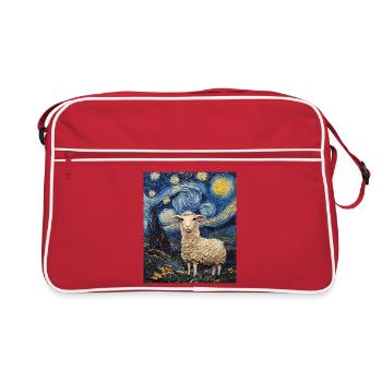 Sheep Van Gogh Style Starry Night - Retro Bag - red/white - Front