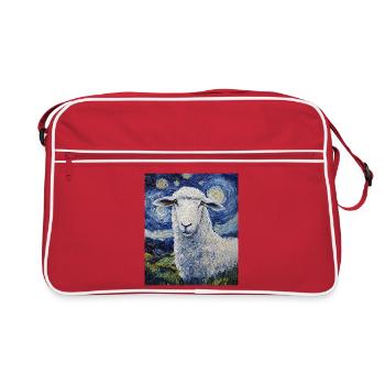 Sheep Van Gogh Style Starry Night - Retro Bag - red/white - Front