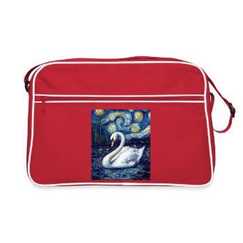 Swan Bird Van Gogh Style - Retro Bag - red/white - Front