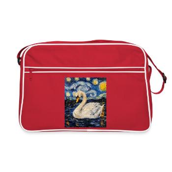 Swan Bird Van Gogh Style - Retro Bag - red/white - Front