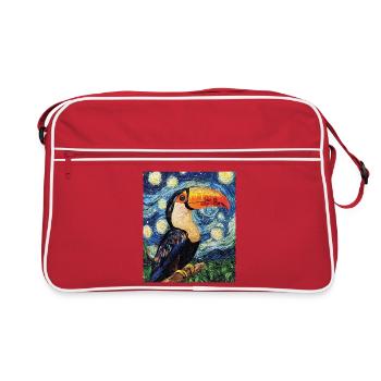 Toucan Bird Van Gogh Style - Retro Bag - red/white - Front