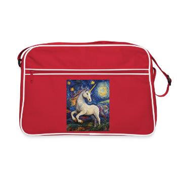 Einhorn Einhörner Unicorn Van Gogh Style - Retro Bag - red/white - Front