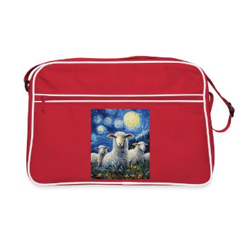 Sheep Van Gogh Style Starry Night - Retro Bag - red/white - Front