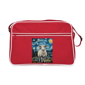 Sheep Van Gogh Style Starry Night - Retro Bag - red/white - Front