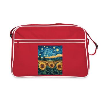 Sunflower Van Gogh Style Starry Night - Retro Bag - red/white - Front