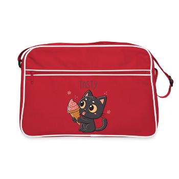 Chat gourmand et cornet glacé - Retro Bag - red/white - Front