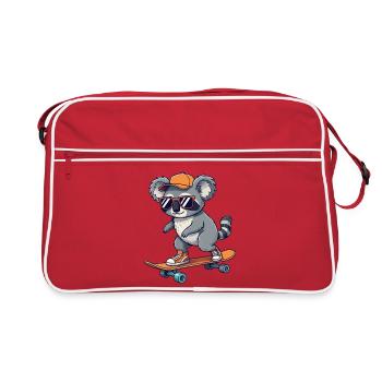 Koala drôle patinant sur skateboard Skater cartoon - Sac Retro - rouge/blanc - Devant