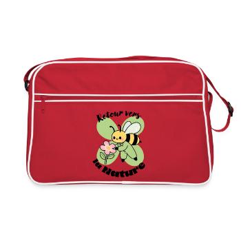 Abeille, écologie et retour vers la nature - Sac Retro - rouge/blanc - Devant