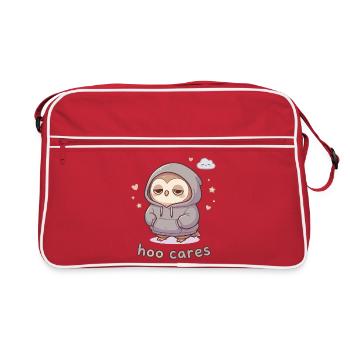 Hoo Cares Cuddly Owl Pullover Hoodie - Retro Bag - red/white - Front