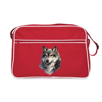 Nebelwolf in watercolor style - Retro Bag - red/white - Front