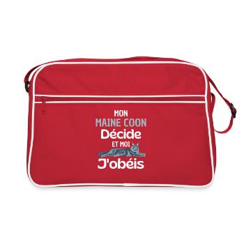 Maine Coon Befehl, du gehorchst - Retro Tasche - Rot/Weiß - Vorne